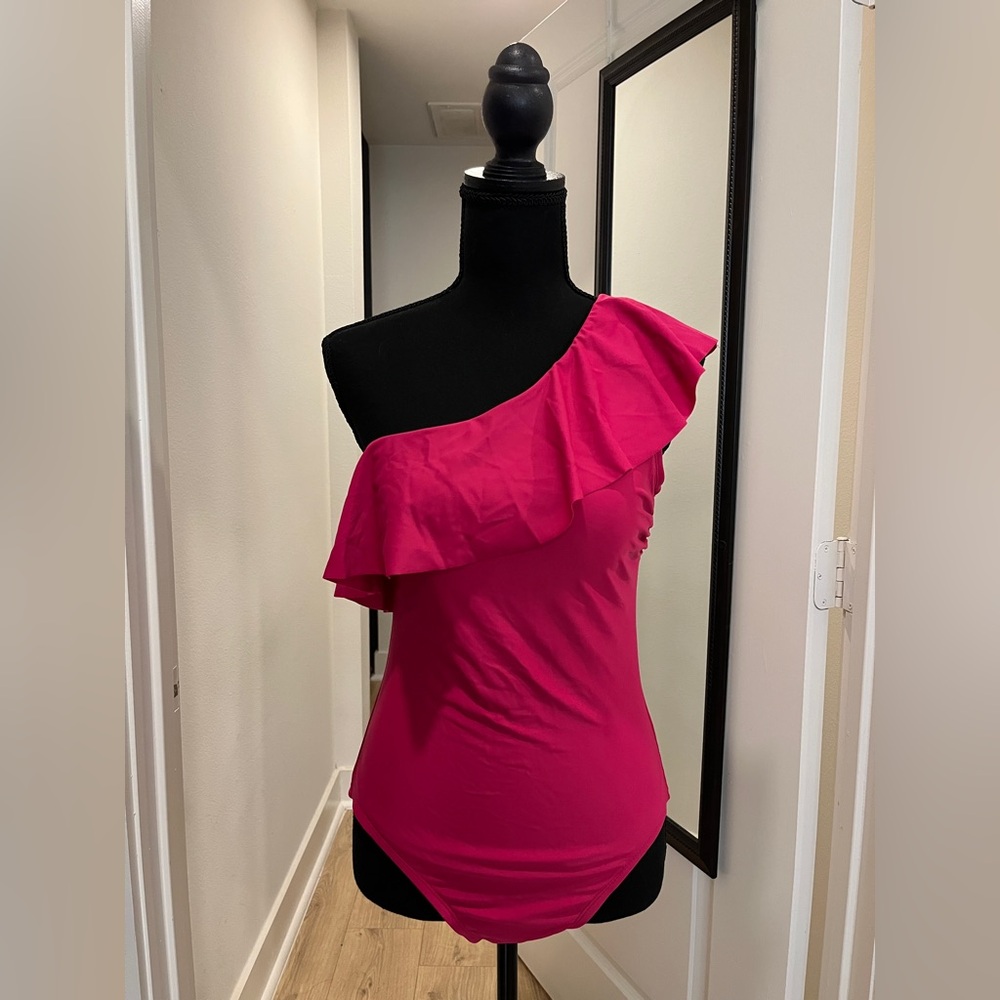 Kona Sol Fuchsia One-Shoulder Swimsuit